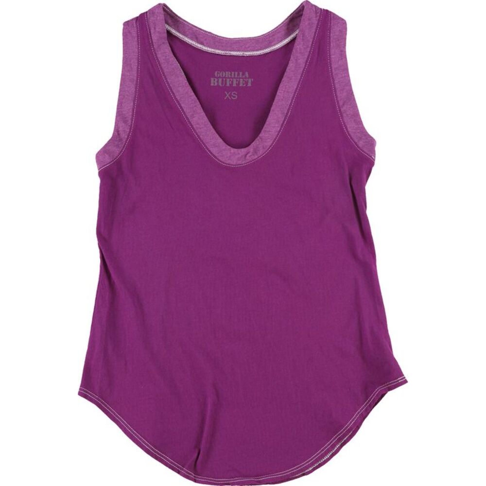 Gorilla Buffet Womens Two Tone Rounded Hem Racerback Tank Top, NWT